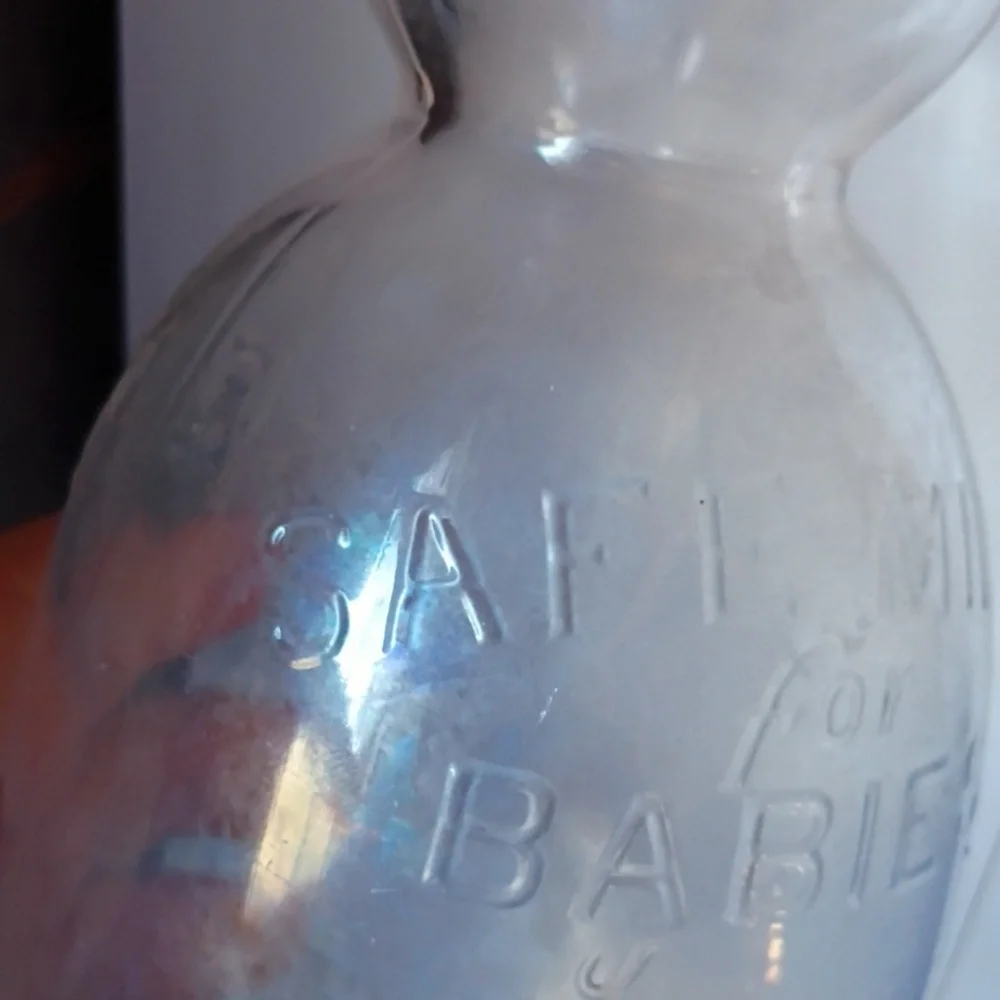 Clear Glass Bottle Vase - Vintage Style Milk Bottle.